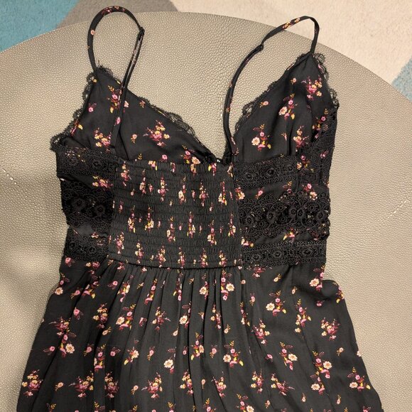 Flowery Free People Midi Black Dress XS - Picture 3 of 4